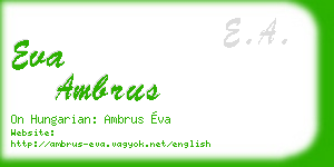 eva ambrus business card